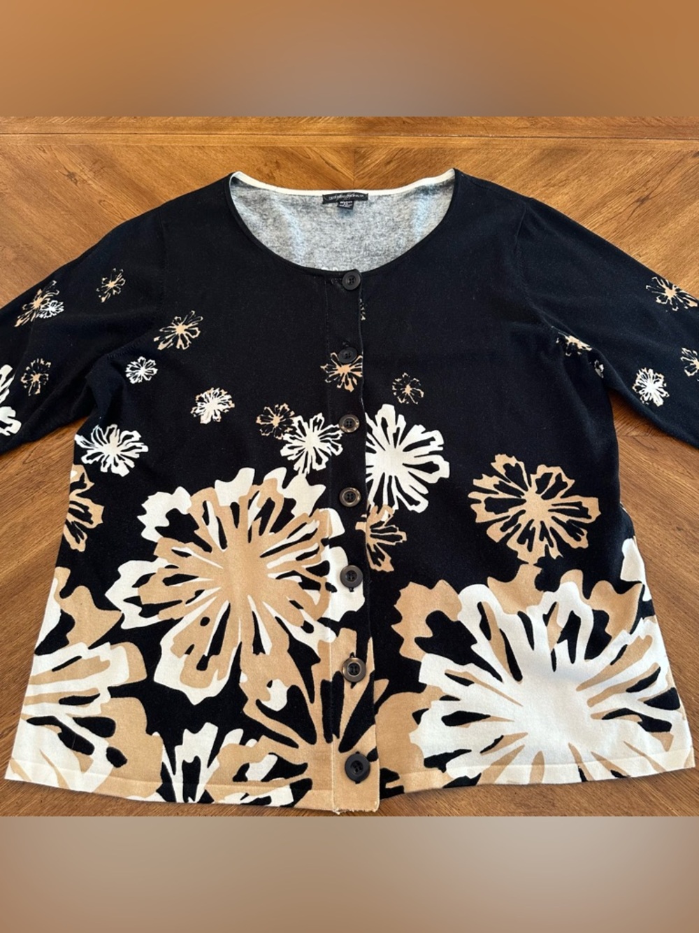 Floral Button Front Cardigan, Designers Originals, Plus Size 2X, Classic